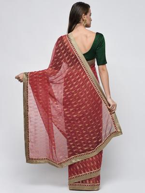 lace border foil printed saree with blouse - 15940682 - Standard Image - 2
