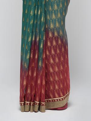 lace border foil printed saree with blouse - 15940682 - Standard Image - 3