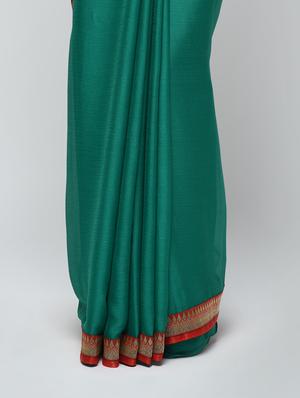 zari lace border turquoise saree with blouse - 15940687 - Standard Image - 3