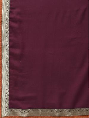 zari lace border burgundy saree with blouse - 15940688 - Standard Image - 5