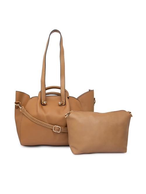 brown leatherette (pu) regular handbag - 15940885 - Standard Image - 1