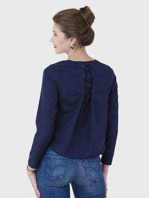 lace up detail long sleeved top - 15941030 - Standard Image - 3
