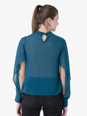 mock neck cut out sleeved top - 15941034 - Standard Image - 3
