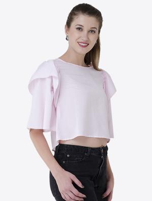 button up back ruffle trim top - 15941035 - Standard Image - 2