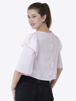 button up back ruffle trim top - 15941035 - Standard Image - 3