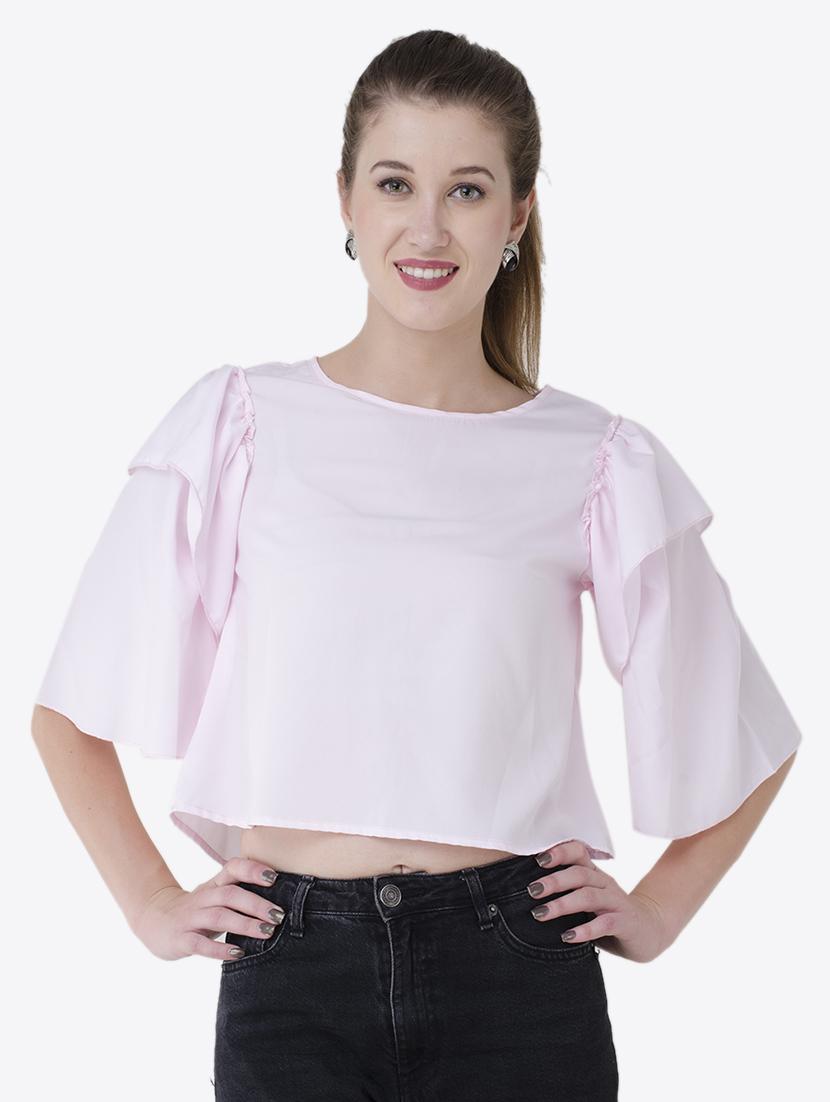 button up back ruffle trim top - 15941035 - Zoom Image - 1