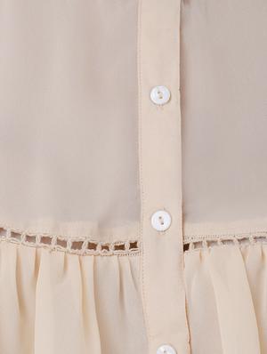 lace insert button up ruffled top - 15941036 - Standard Image - 5