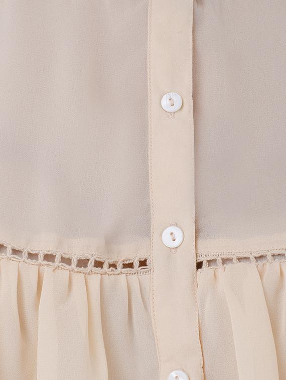 lace insert button up ruffled top - 15941036 - Zoom Image - 5
