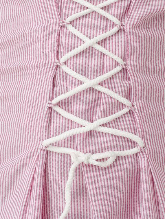 lace up detail striped off shoulder dress - 15941041 - Zoom Image - 4