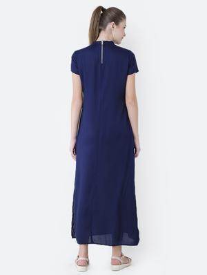 mock neck side slit maxi dress - 15941042 - Standard Image - 3