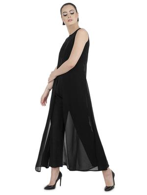 front slit overlay full length jumpsuit - 15941047 - Standard Image - 2