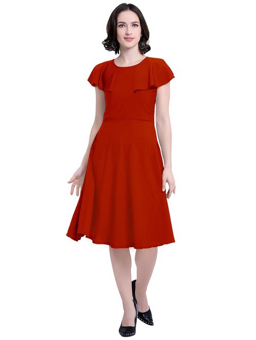 cape sleeved flared dress - 15941105 - Standard Image - 1