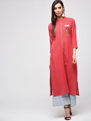 embroidered straight kurta - 15941133 - Standard Image - 2