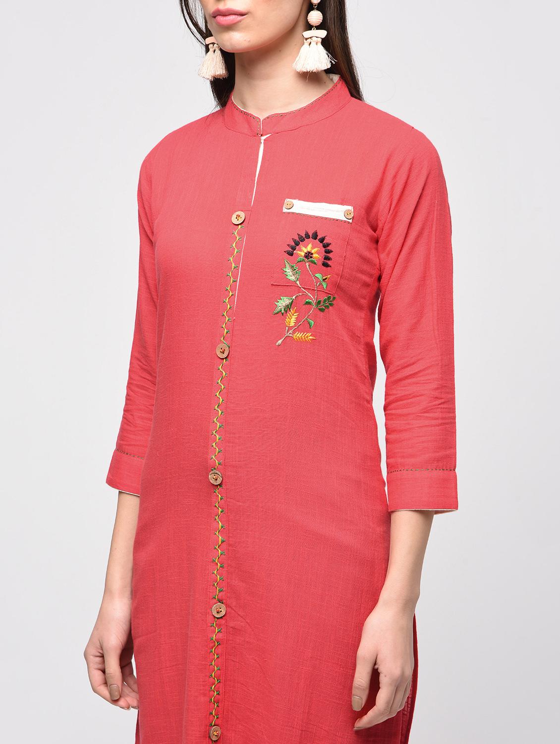 embroidered straight kurta - 15941133 - Zoom Image - 4