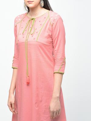 embroidered a-line kurta - 15941143 - Standard Image - 4