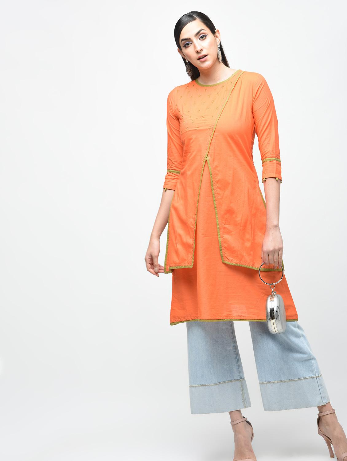 embroidered layered kurta - 15941144 - Zoom Image - 2