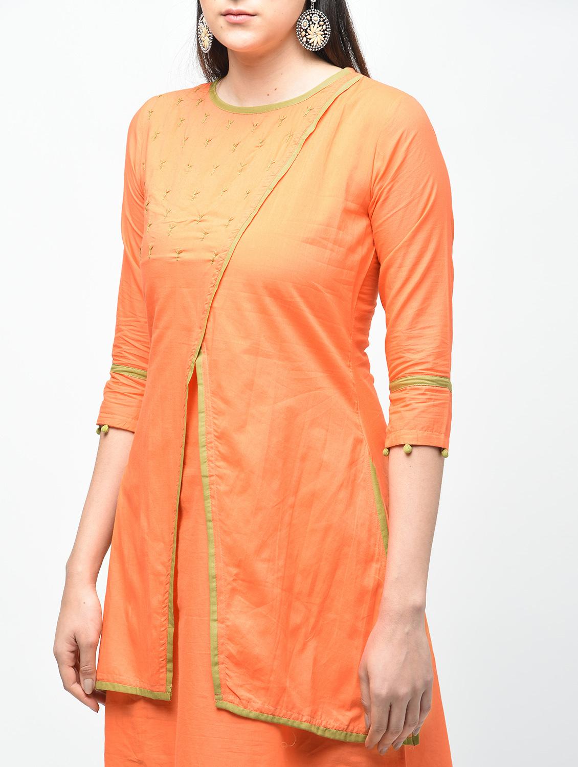 embroidered layered kurta - 15941144 - Zoom Image - 5
