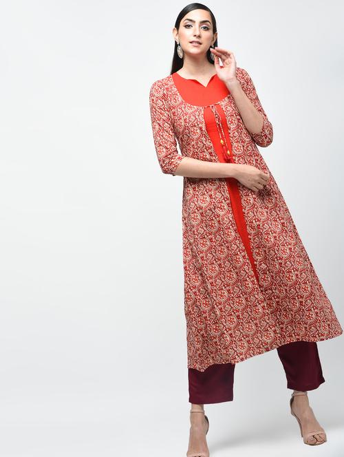 kalamkari printed a-line kurta - 15941147 - Standard Image - 1