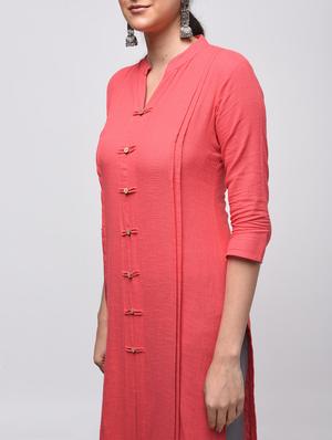 pintucks solid straight kurta - 15941154 - Standard Image - 5