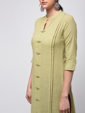 pintucks solid straight kurta - 15941155 - Standard Image - 4