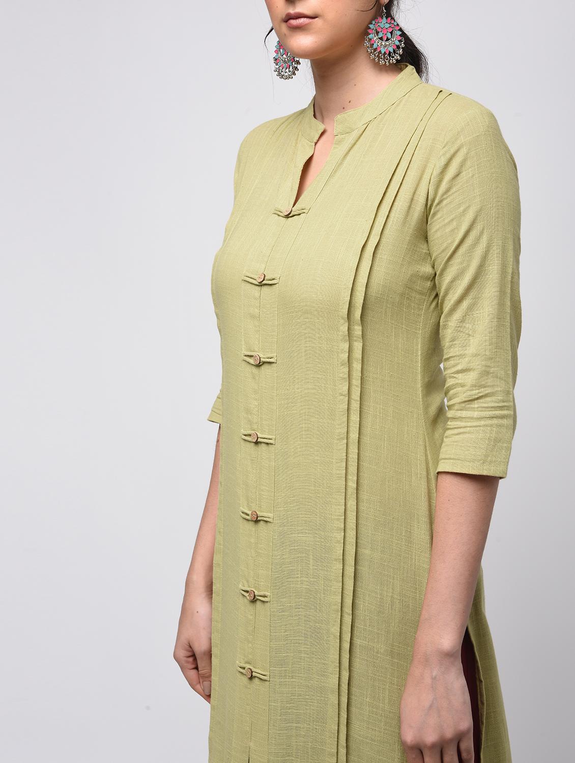 pintucks solid straight kurta - 15941155 - Zoom Image - 4