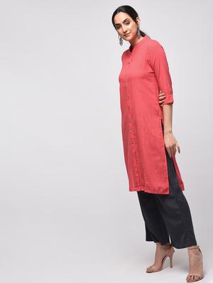 solid straight kurta with pocket - 15941161 - Standard Image - 2