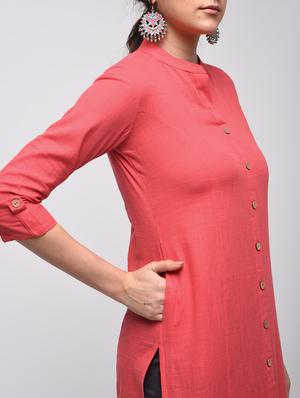 solid straight kurta with pocket - 15941161 - Standard Image - 4