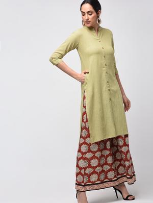 solid straight kurta with pocket - 15941162 - Standard Image - 2