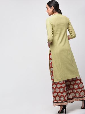 solid straight kurta with pocket - 15941162 - Standard Image - 3