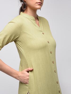 solid straight kurta with pocket - 15941162 - Standard Image - 4