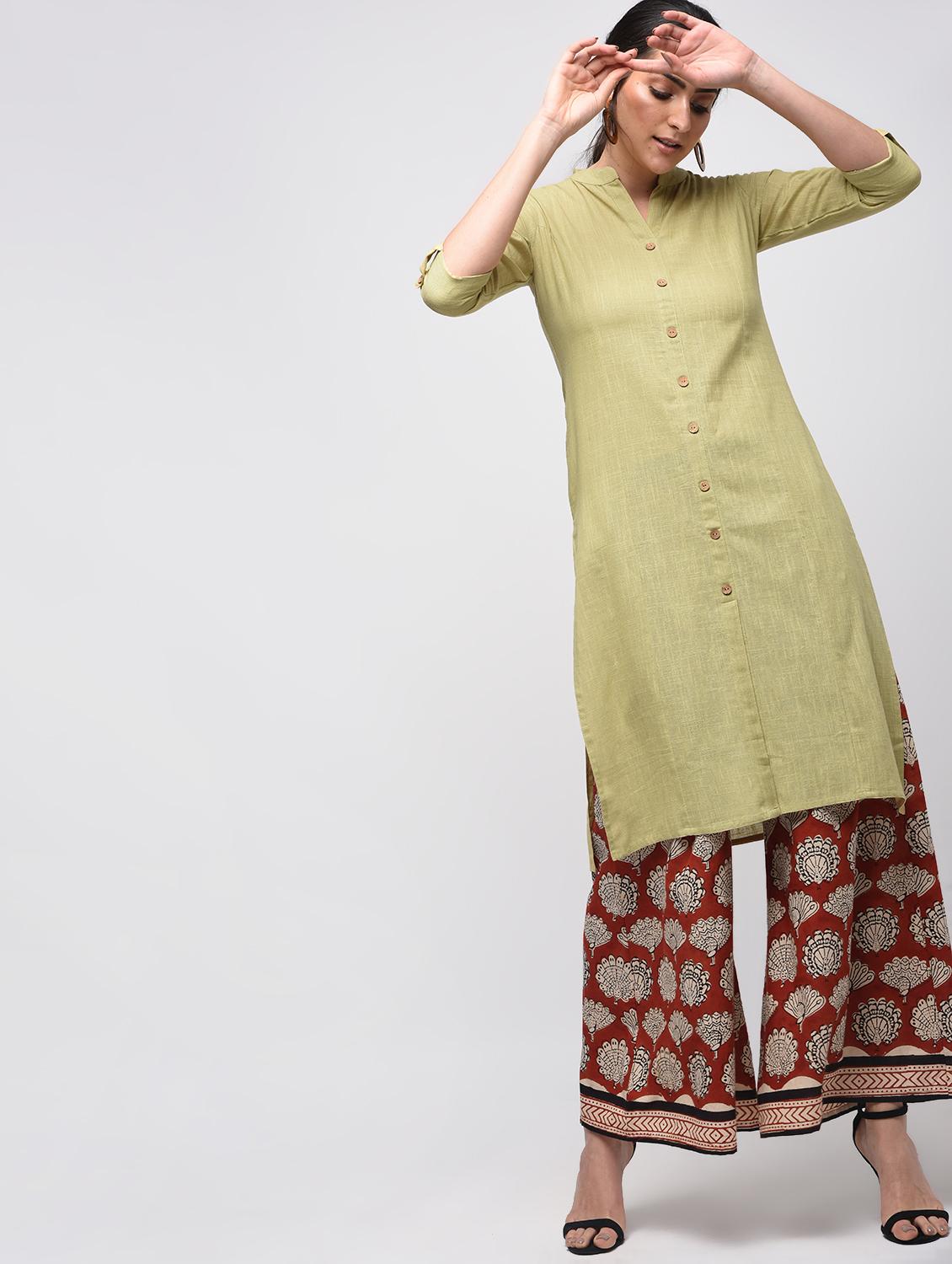 solid straight kurta with pocket - 15941162 - Zoom Image - 1