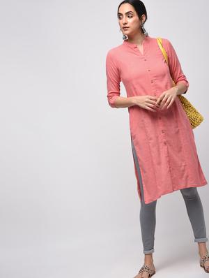 solid straight kurta with pocket - 15941163 - Standard Image - 4