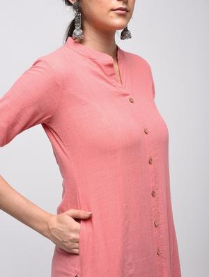 solid straight kurta with pocket - 15941163 - Standard Image - 5