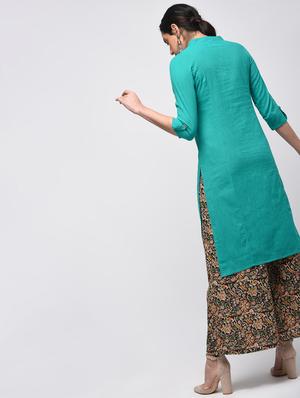 solid straight kurta with pocket - 15941164 - Standard Image - 3