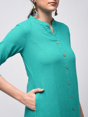 solid straight kurta with pocket - 15941164 - Standard Image - 5