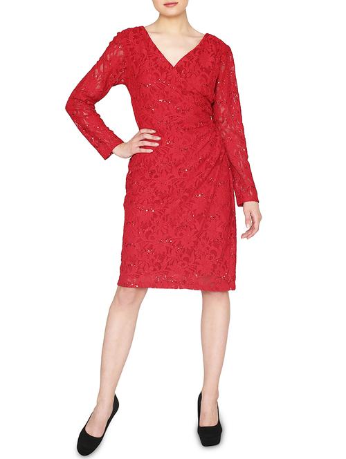 sequined laced sheath dress - 15941202 - Standard Image - 1