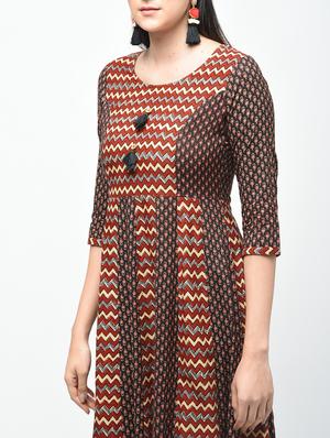 chevron printed anarkali kurta with tassels - 15941749 - Standard Image - 5