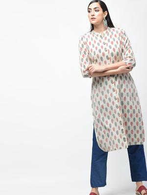 ikat printed straight kurta - 15941751 - Standard Image - 2