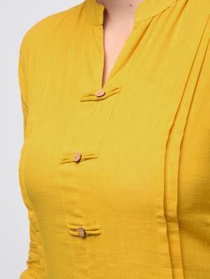mustard pintucks straight kurta - 15941752 - Standard Image - 6