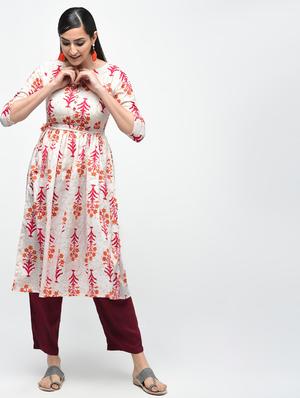 floral printed flared kurta - 15941754 - Standard Image - 2