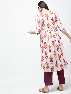floral printed flared kurta - 15941754 - Standard Image - 4