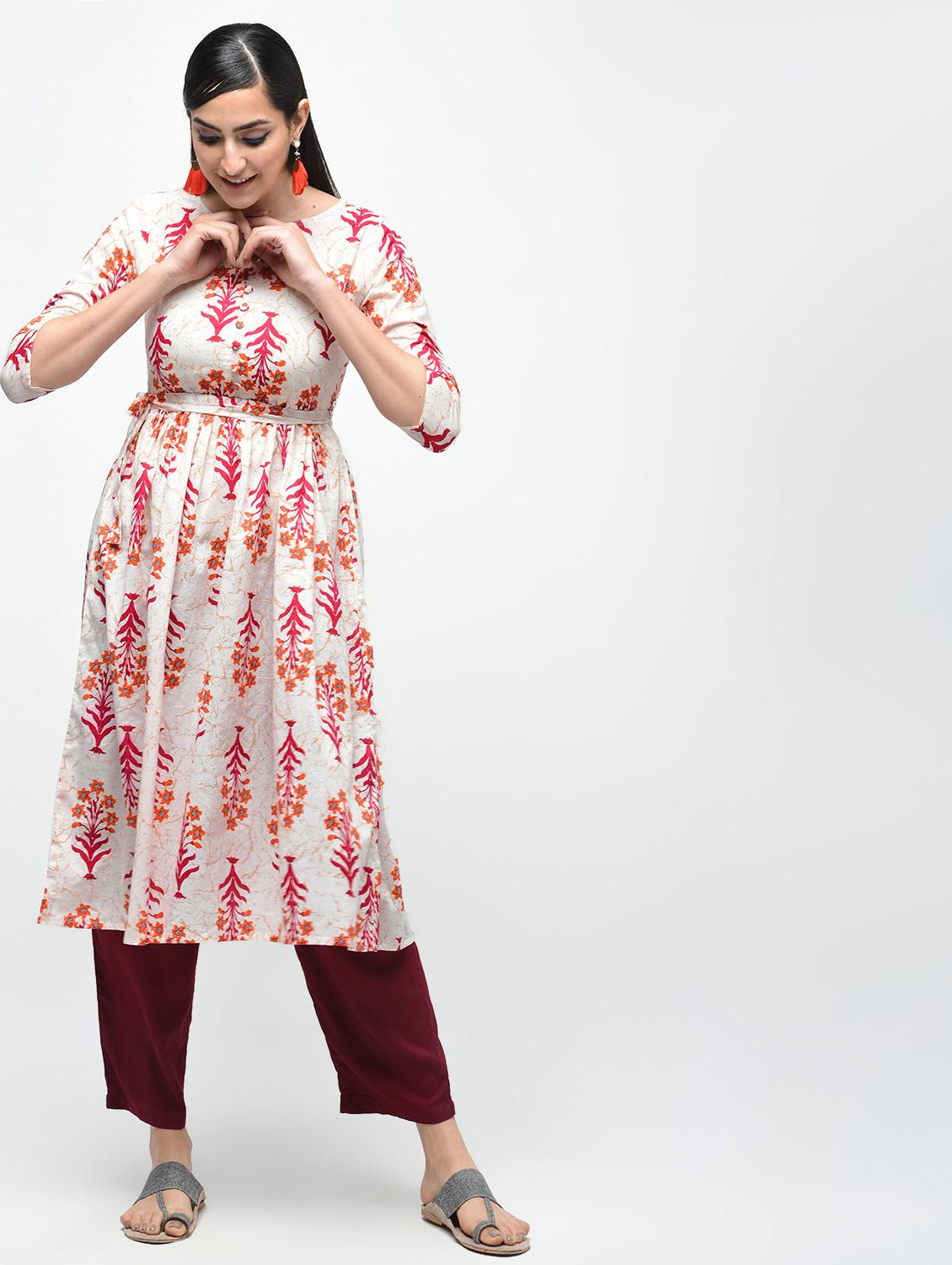 floral printed flared kurta - 15941754 - Zoom Image - 2