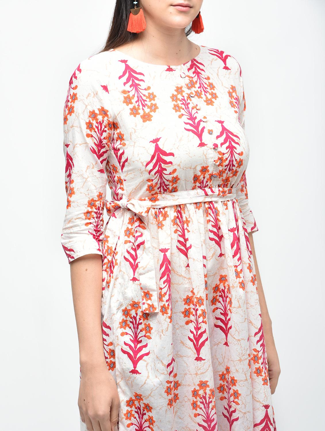 floral printed flared kurta - 15941754 - Zoom Image - 5