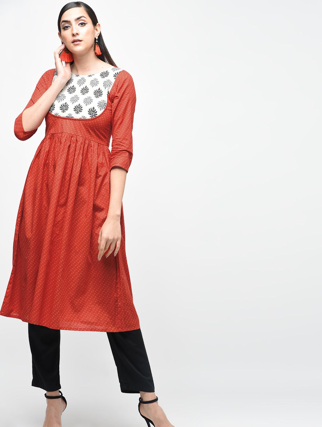 geometrical printed flared kurta - 15941757 - Zoom Image - 1