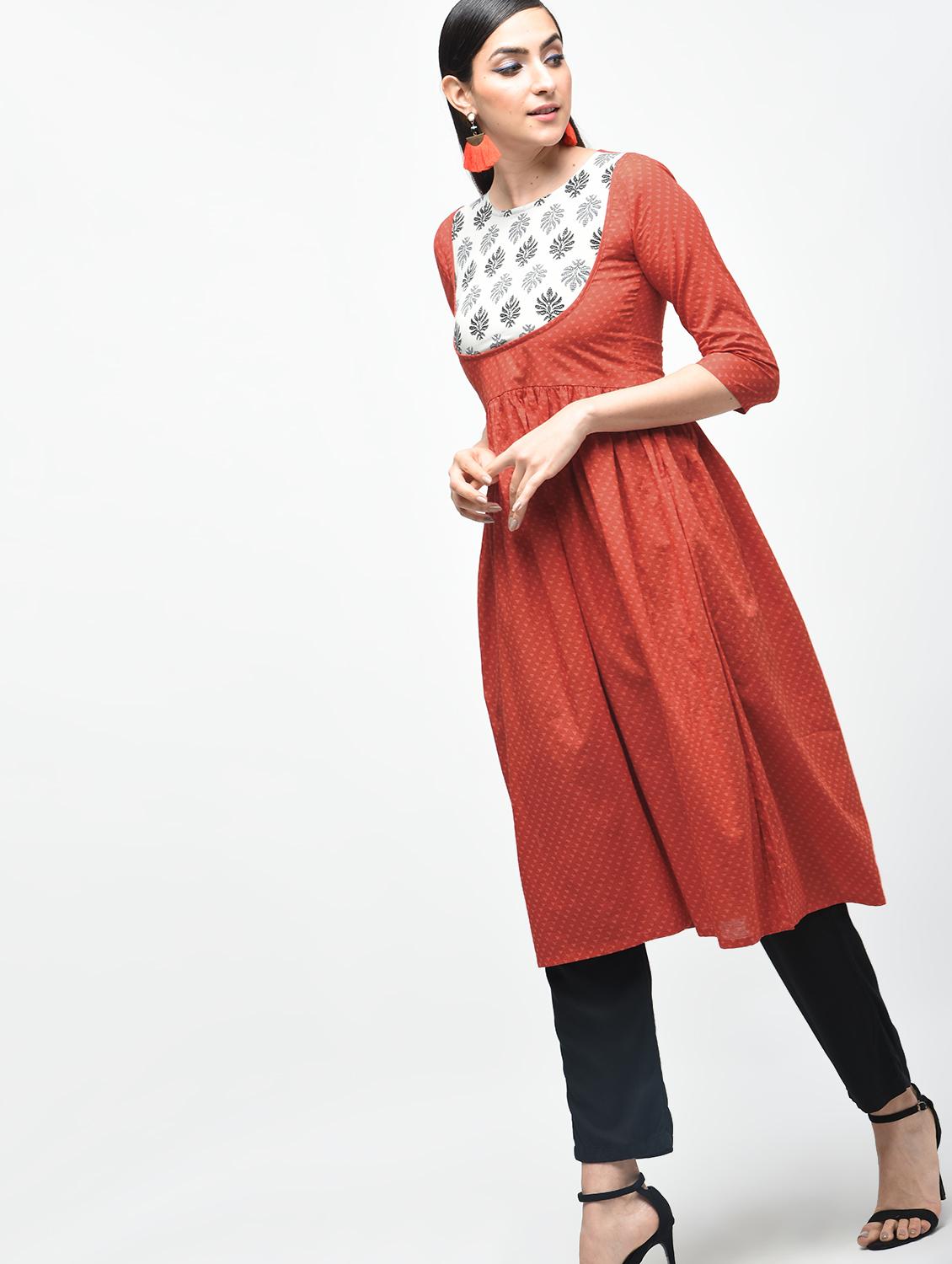 geometrical printed flared kurta - 15941757 - Zoom Image - 2