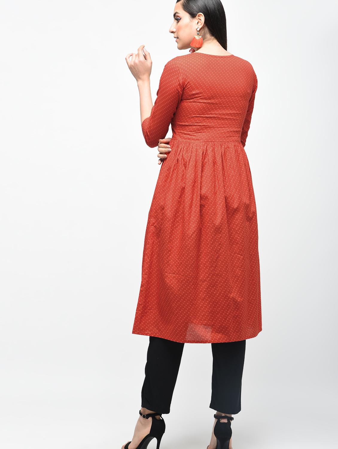 geometrical printed flared kurta - 15941757 - Zoom Image - 3