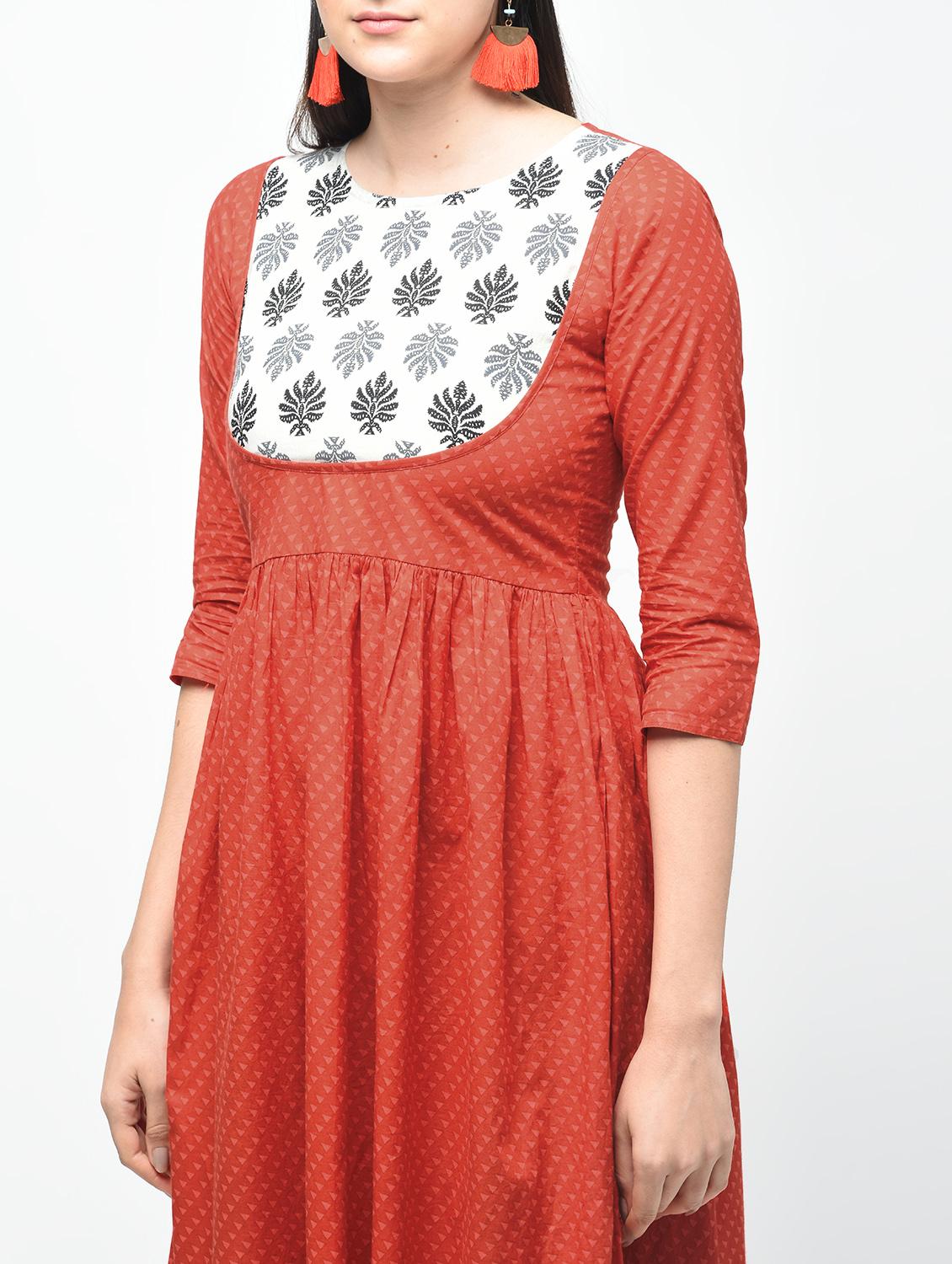 geometrical printed flared kurta - 15941757 - Zoom Image - 4