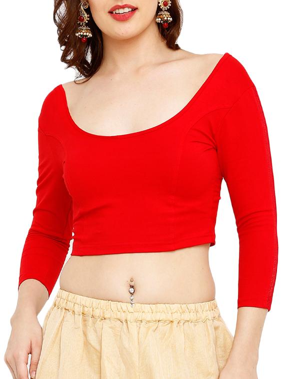 solid cotton lycra blouse - 15941793 - Zoom Image - 1