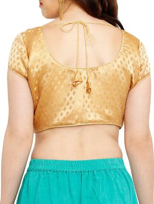 gold cotton blend brocade blouse - 15941800 - Standard Image - 3