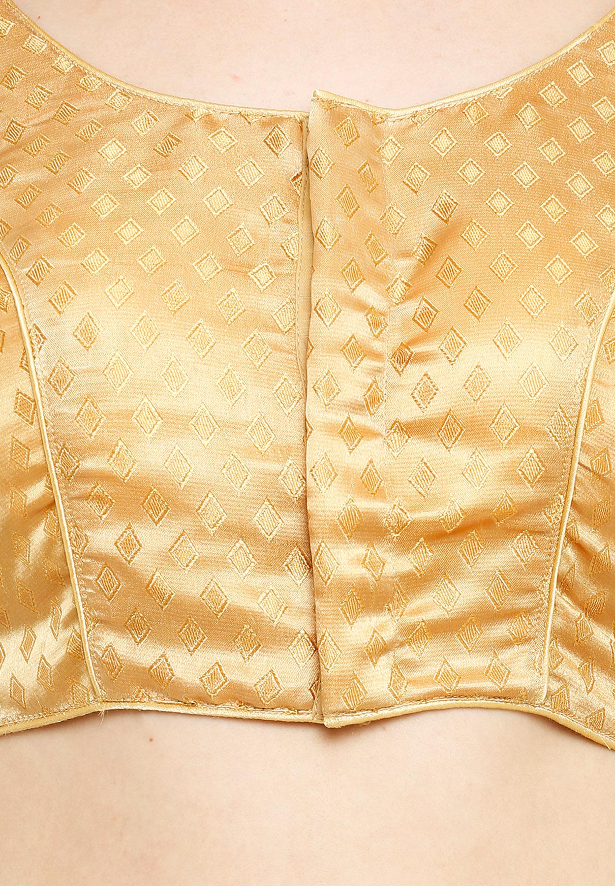 gold cotton blend brocade blouse - 15941800 - Zoom Image - 4